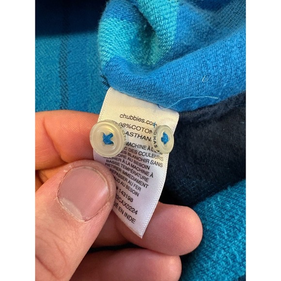 Chubbies Flannel Shirt Mens LG Blue Cotton Button Down Plaid Long Sleeve - Picture 5 of 7